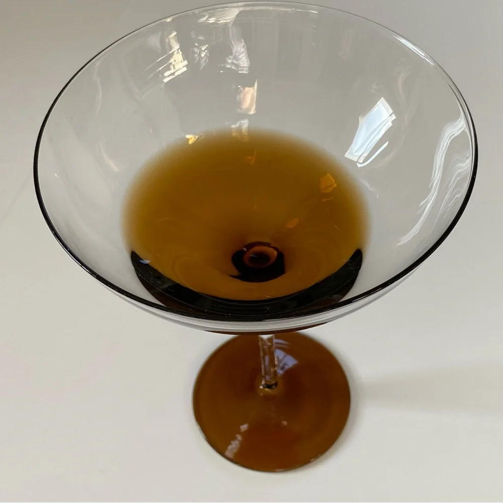 Pier 1 Martini Glasses Elemental Handblown Brown Amber Set of 2 Expresso EUC